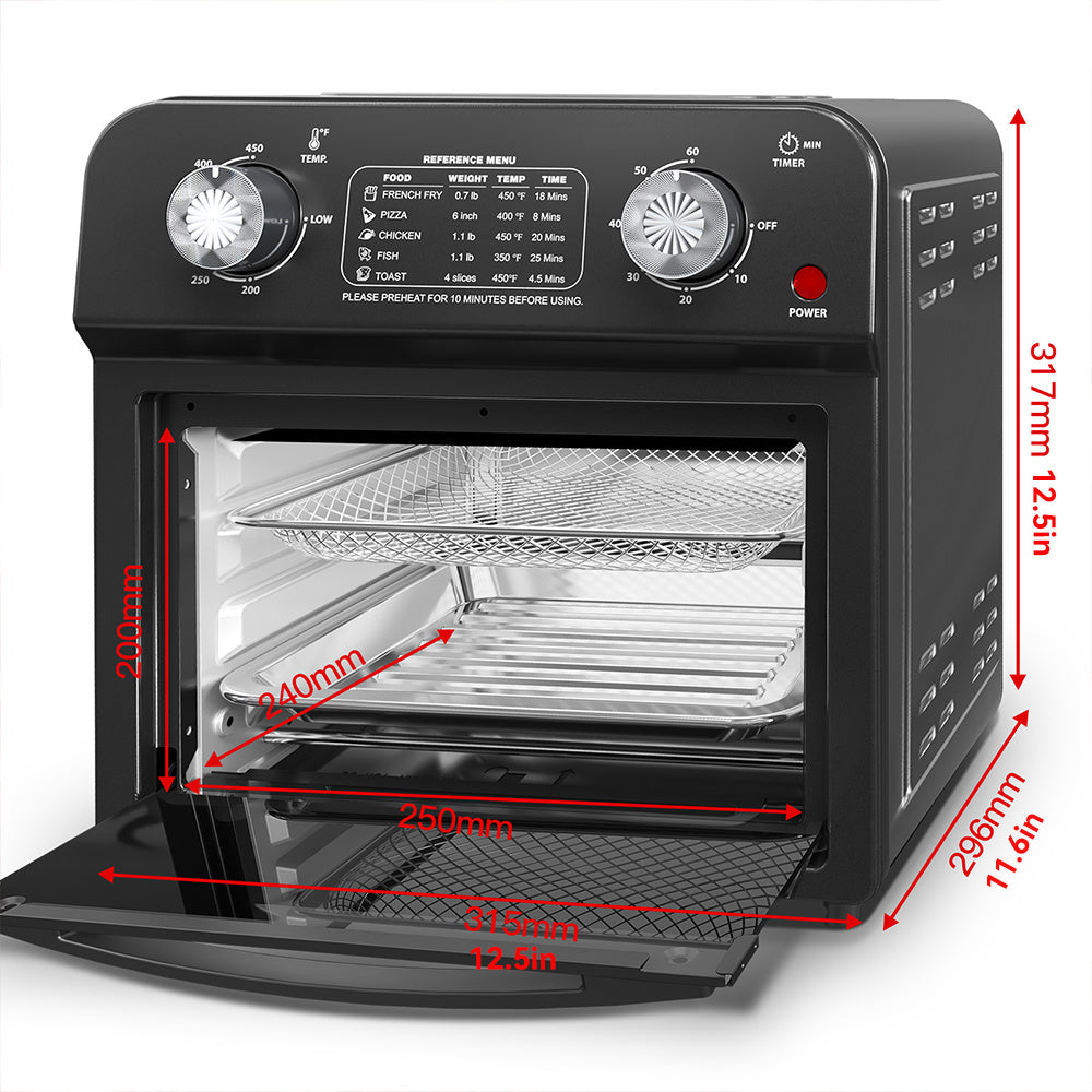12.5 Qt Air Fryer With Dual Knob Control, Temperature Range, 60-Min Timer, Presets For French Fries, Pizza, Chicken, Fish, And Toast Healthy Oil-Free Cooking Oven
