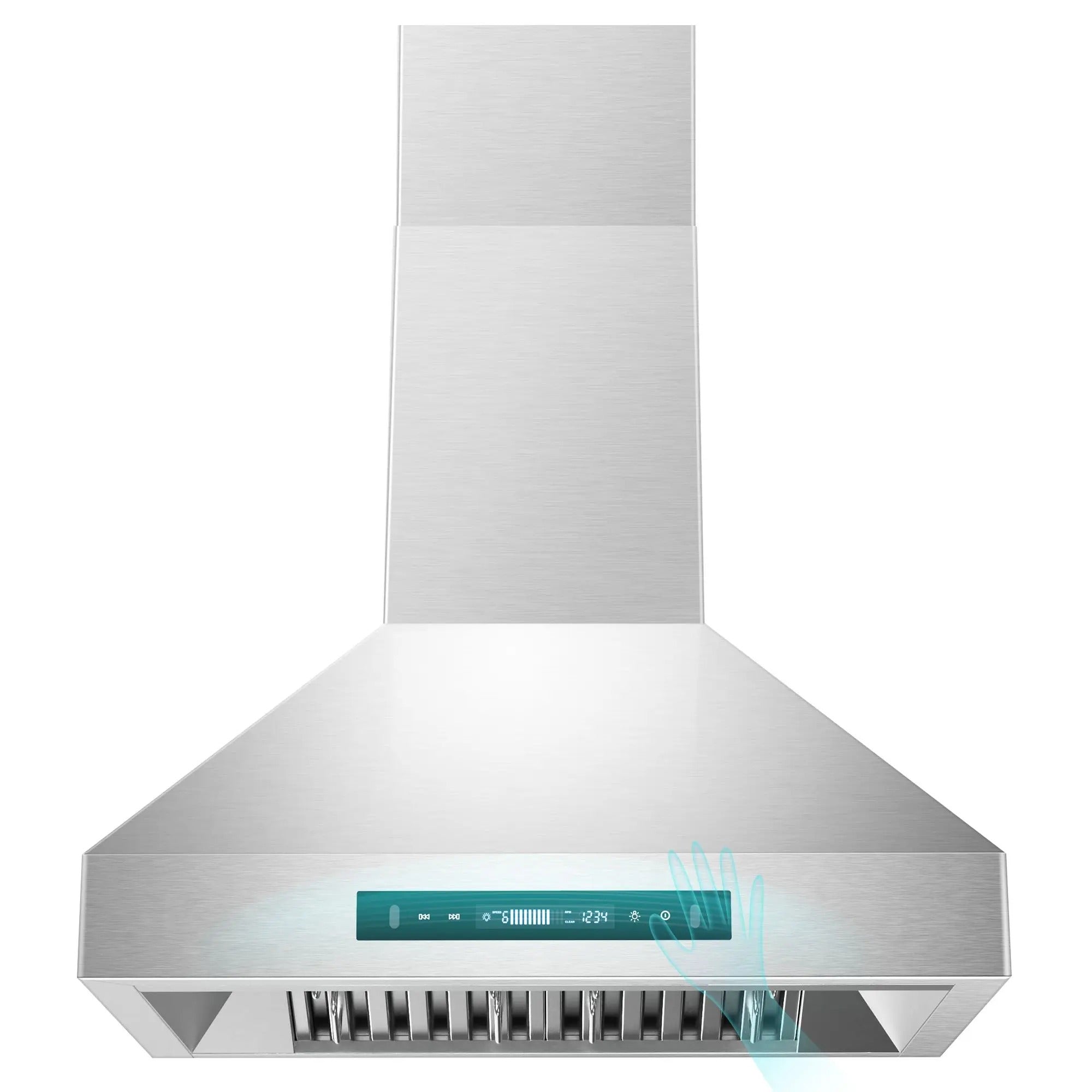 900CFM Ultra Quiet 30 in Range Hood Gesture/Touch Control 3-Speed/Dual Vent Adjustable Chimney 4 Filters&LED Light for Kitchens E Power Solutions