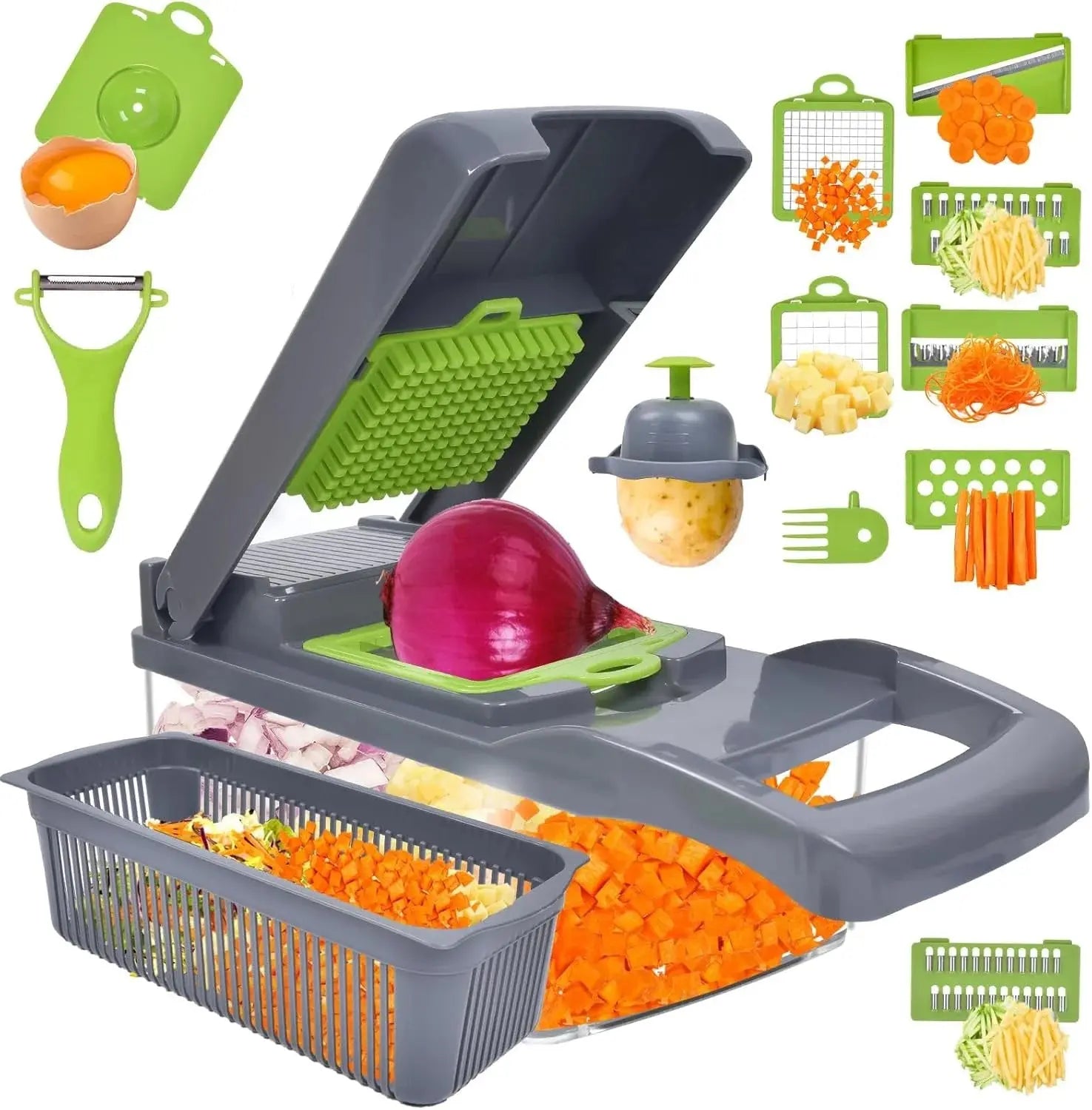 14/16 in 1 Multifunctional Vegetable Chopper Handle Food Grate Food Chopper Vegetable Slicer Dicer Cut Kitchen Items cocina E Power Solutions