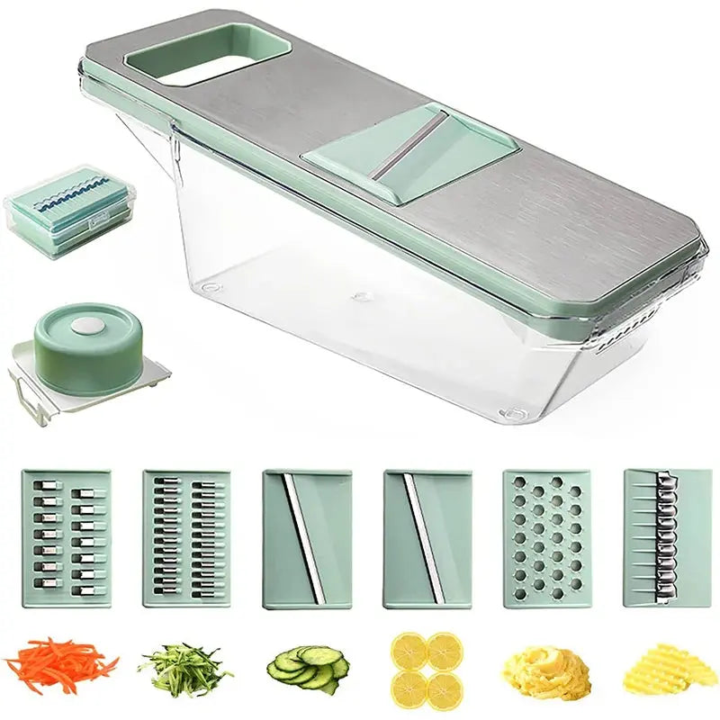 LMETJMA 6-in-1 Vegetable Slicer Mandoline – Multipurpose Veggie Slicer with 6 Interchangeable Blades, Julienne Shredder & Kitchen Cutter (JT105) E Power Solutions